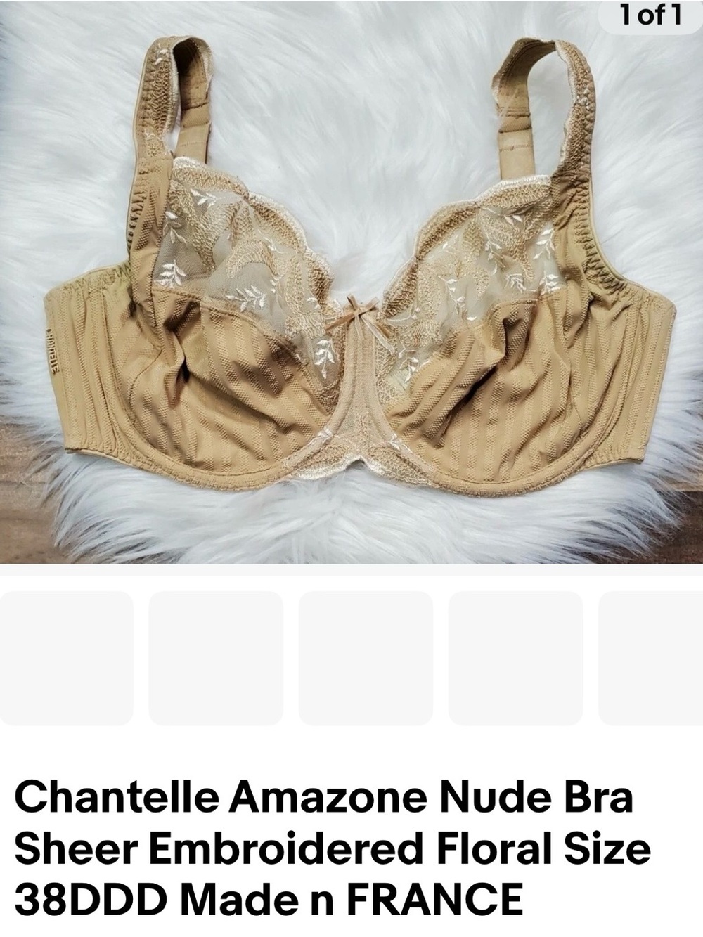 Chantelle Beige Sheer Embroidered Floral Underwire Bra